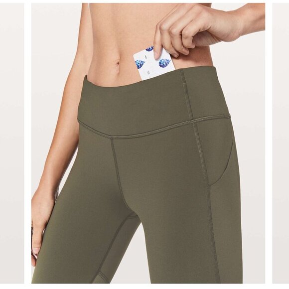 Lululemon Pace Rival Crop *22" Dark Olive Leggings Women's 4 Workout athletic - Picture 4 of 16